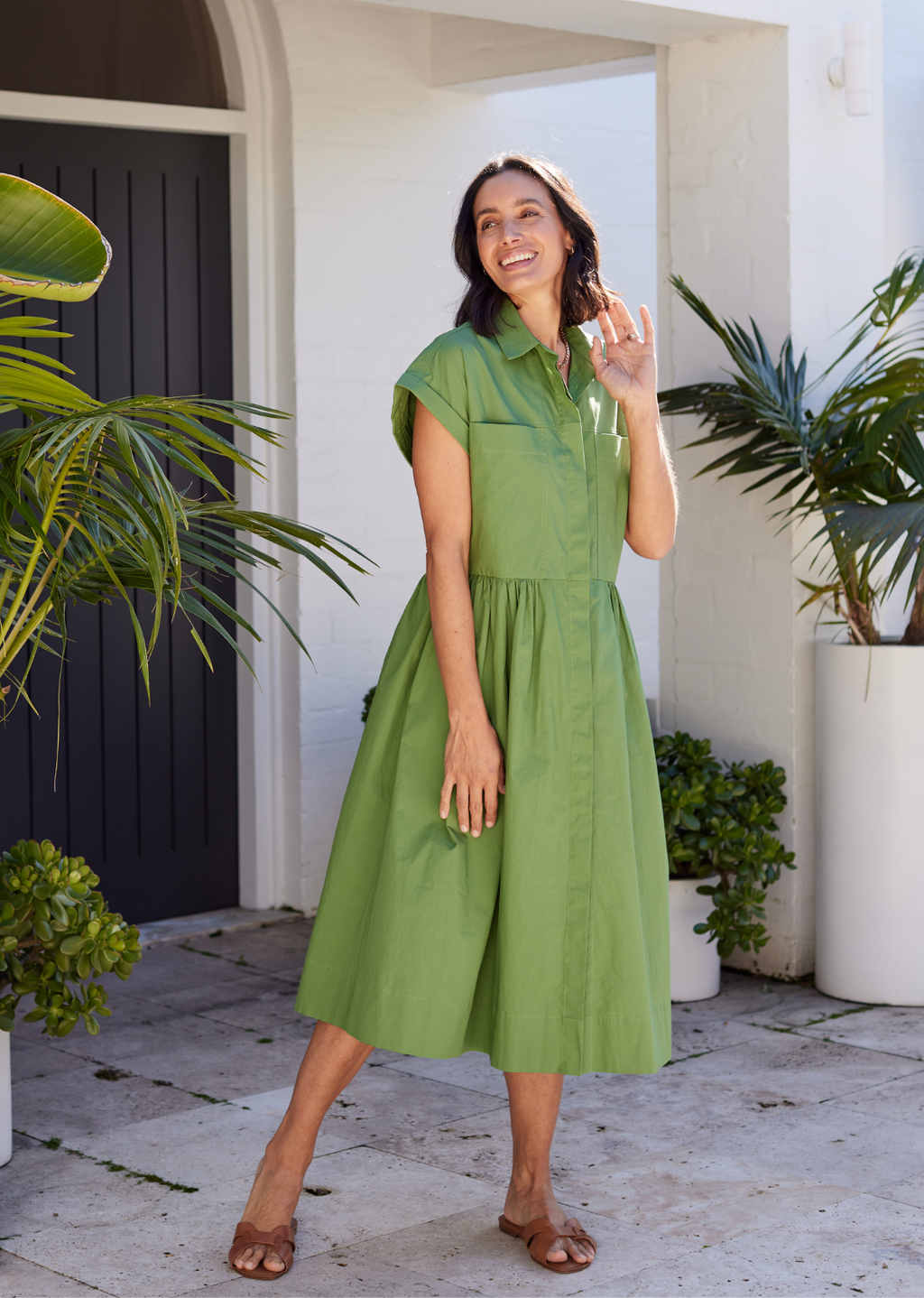 HARPER SHIRTDRESS - APPLE GREEN - PETITE