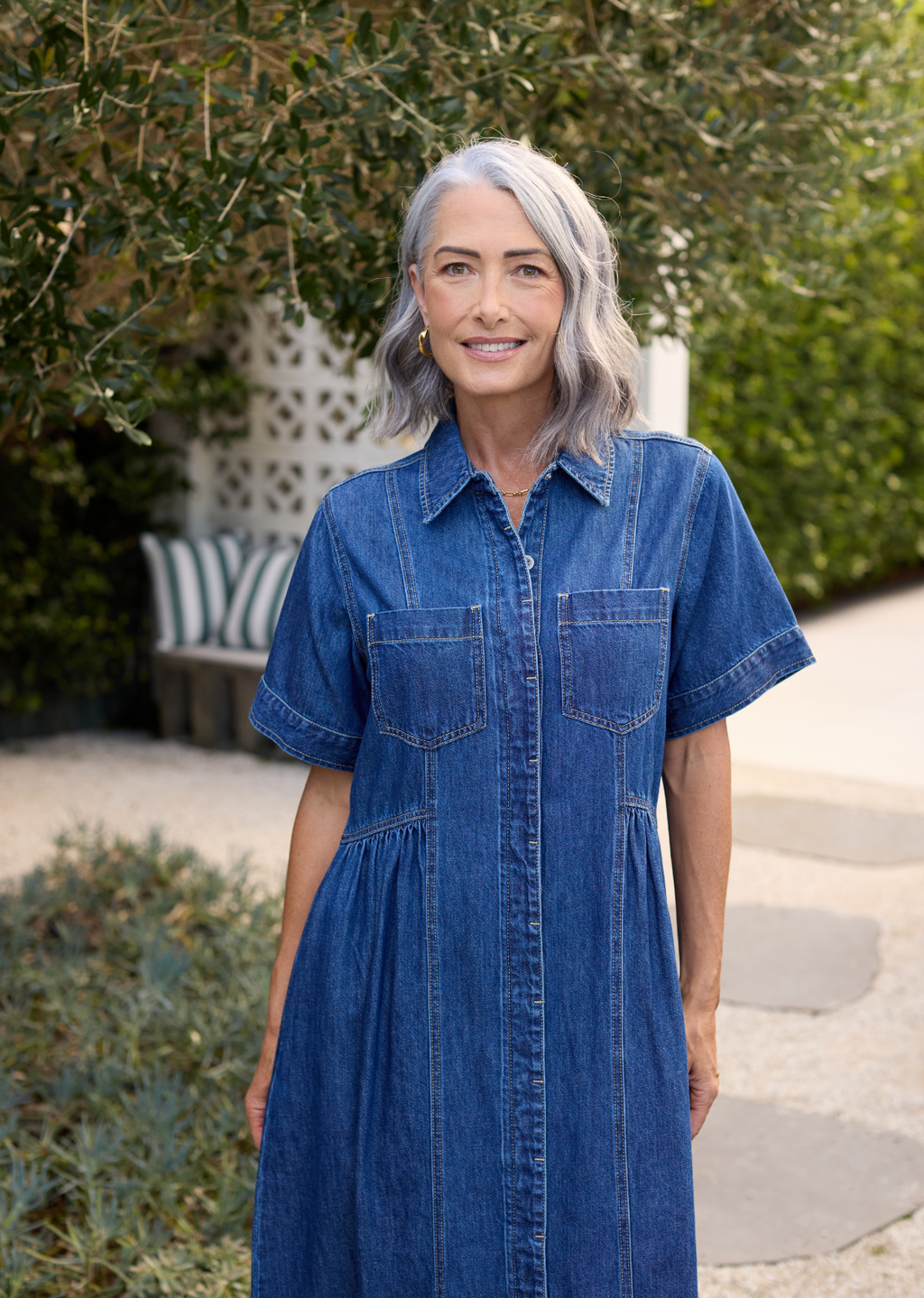 MONTANA DENIM SHIRTDRESS - MID BLUE - PETITE