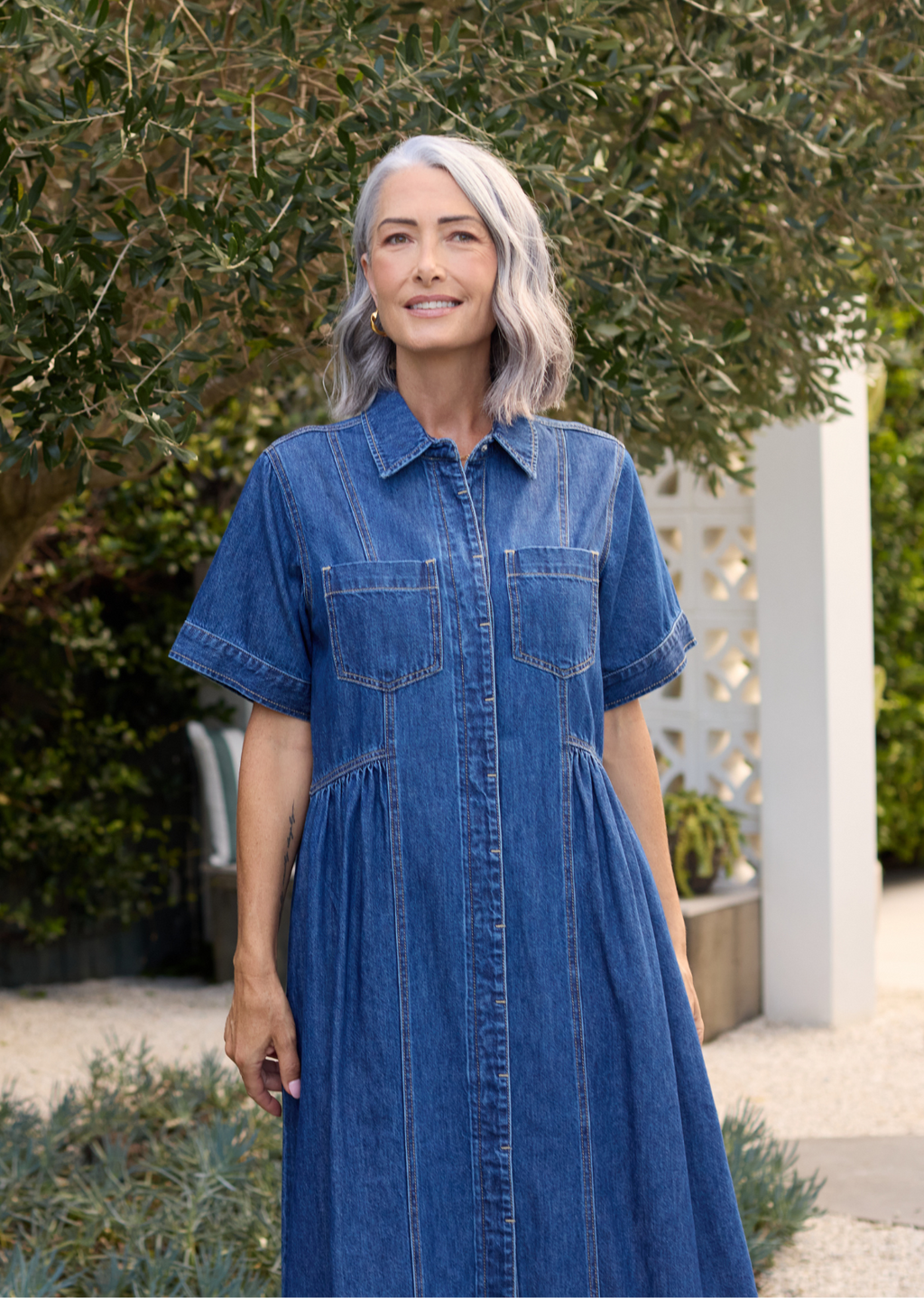 MONTANA DENIM SHIRTDRESS - MID BLUE - PETITE