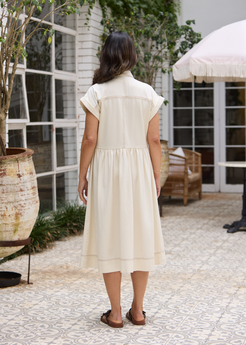 HARPER DENIM DRESS - ECRU