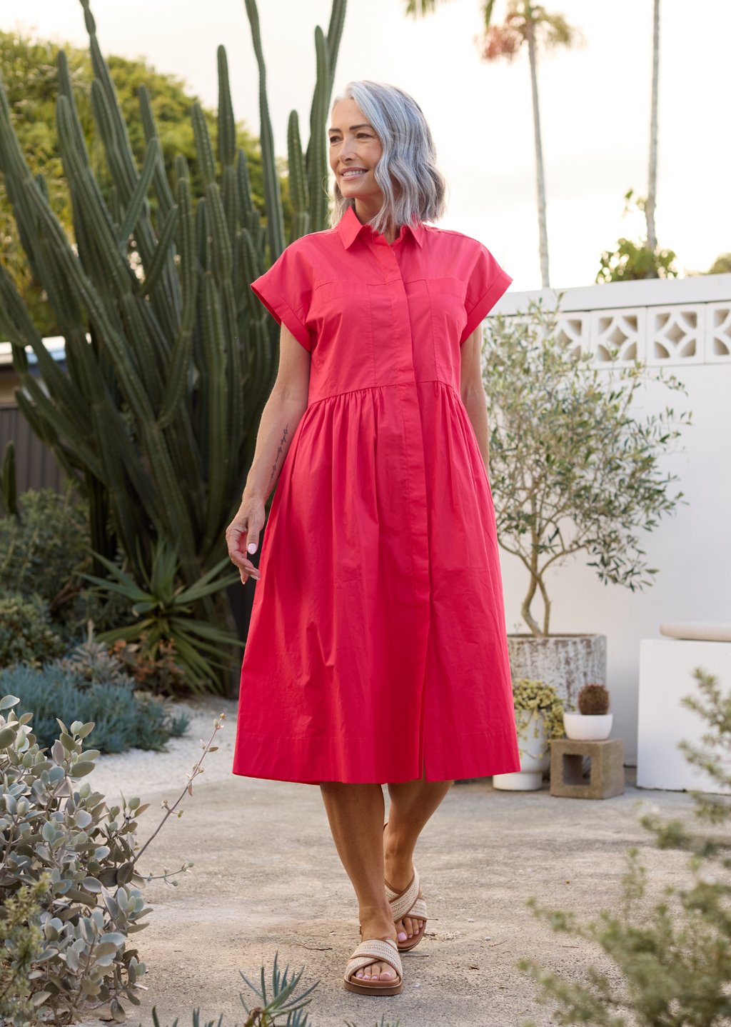 HARPER SHIRTDRESS - RASPBERRY