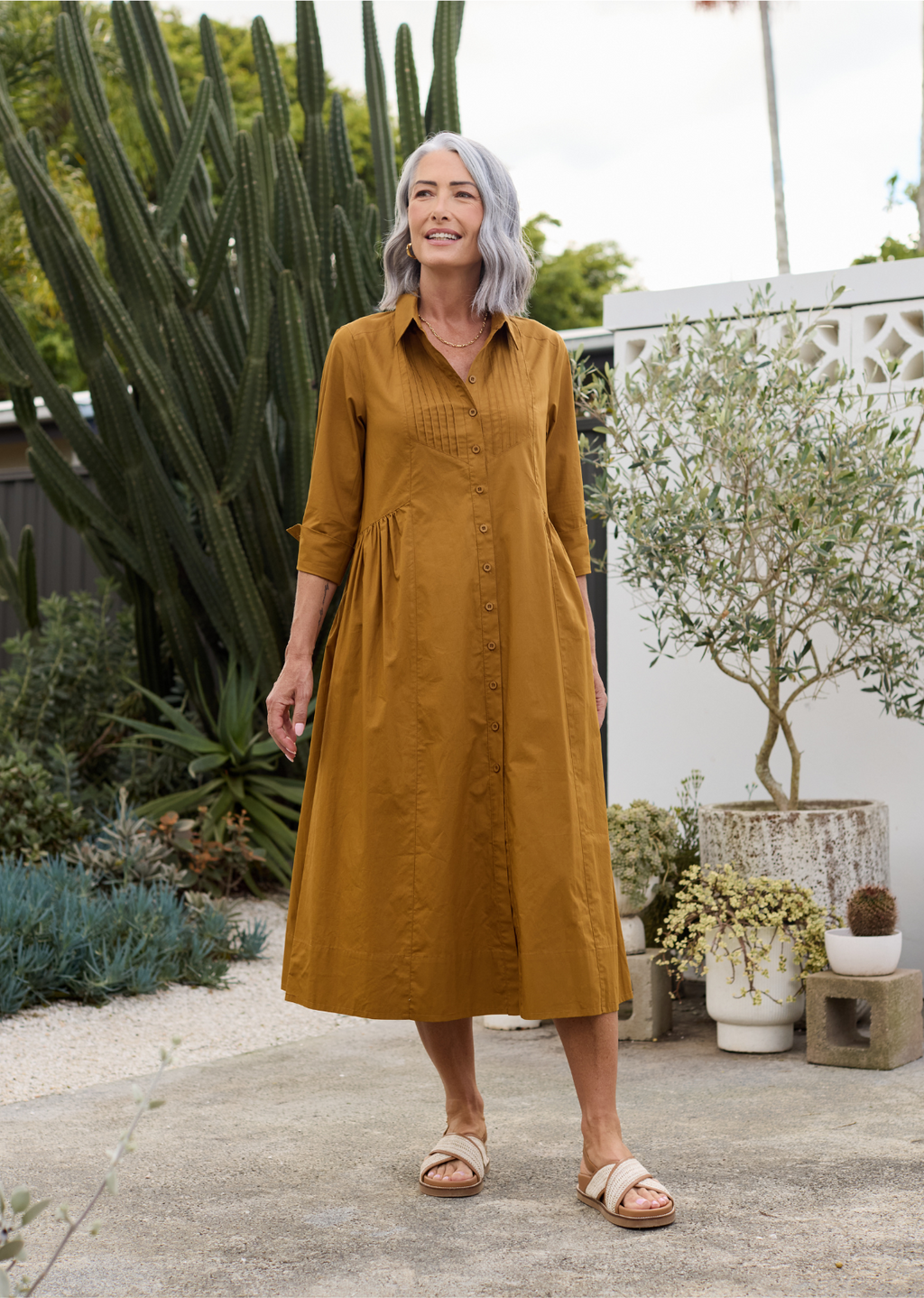 SUSIE SHIRTDRESS - DEEP MUSTARD - PETITE