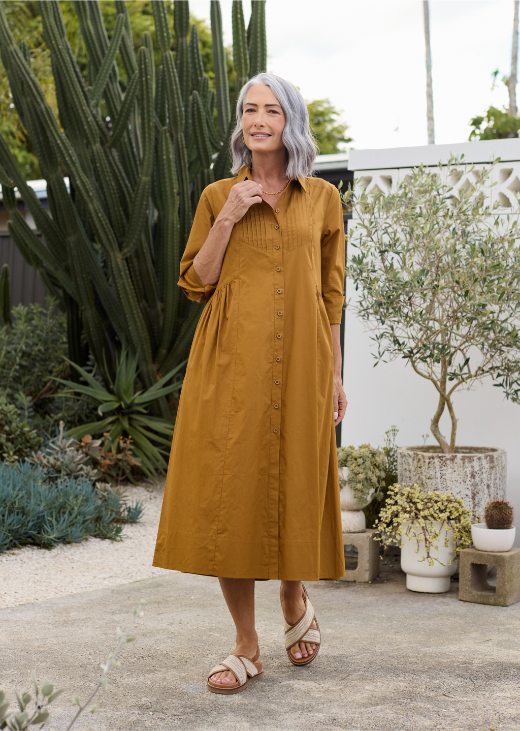 SUSIE SHIRTDRESS - DEEP MUSTARD - PETITE