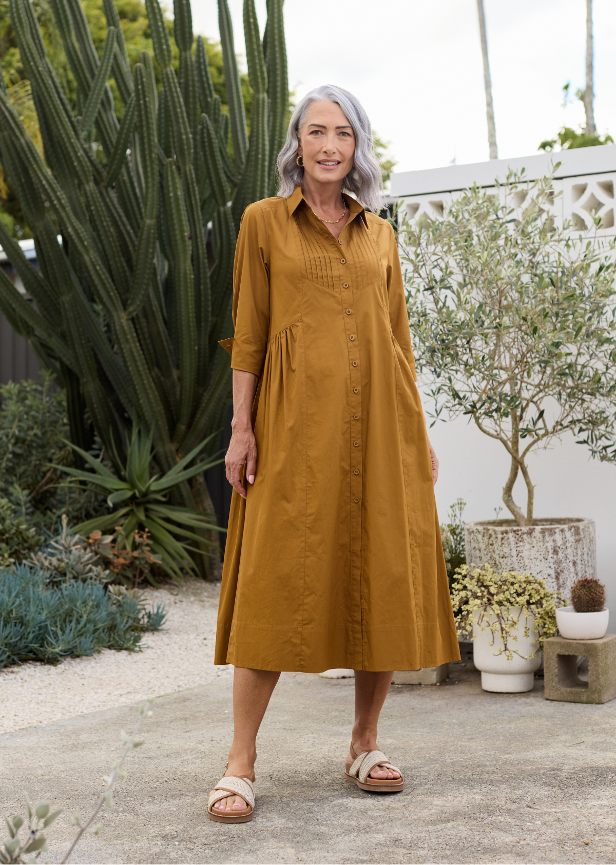SUSIE SHIRTDRESS - DEEP MUSTARD