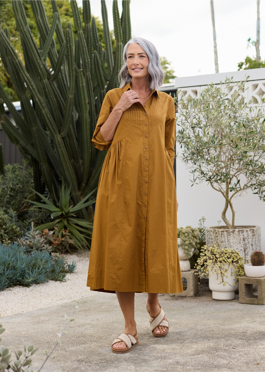 SUSIE SHIRTDRESS - DEEP MUSTARD