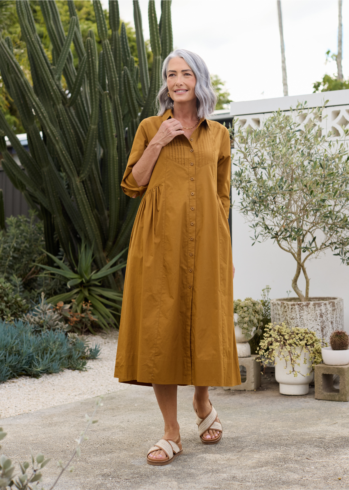 SUSIE SHIRTDRESS - DEEP MUSTARD - PETITE