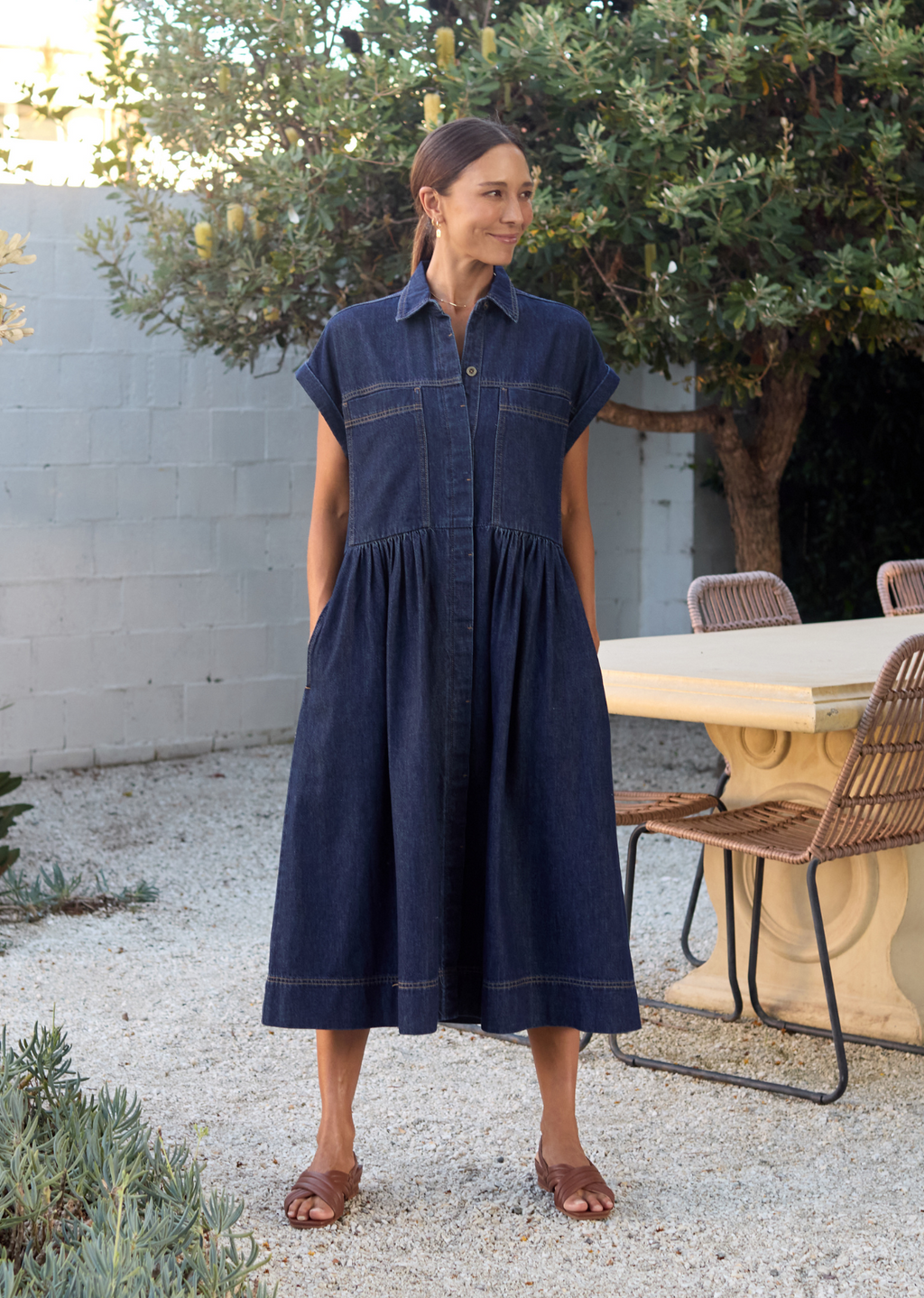 HARPER DENIM DRESS - INDIGO - PETITE