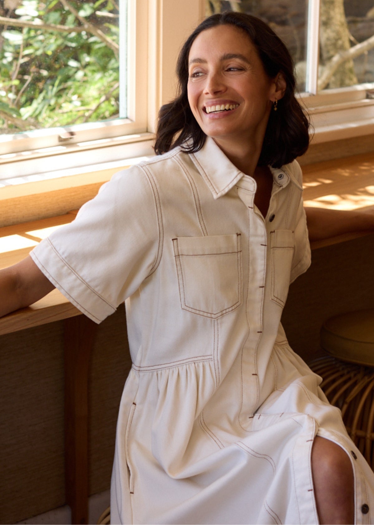 MONTANA DENIM SHIRTDRESS - ECRU