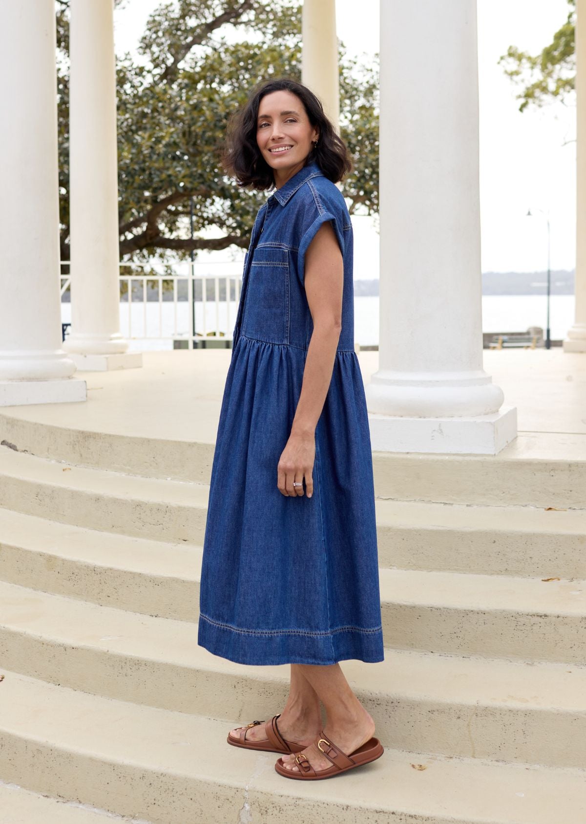 HARPER DENIM DRESS - MID BLUE