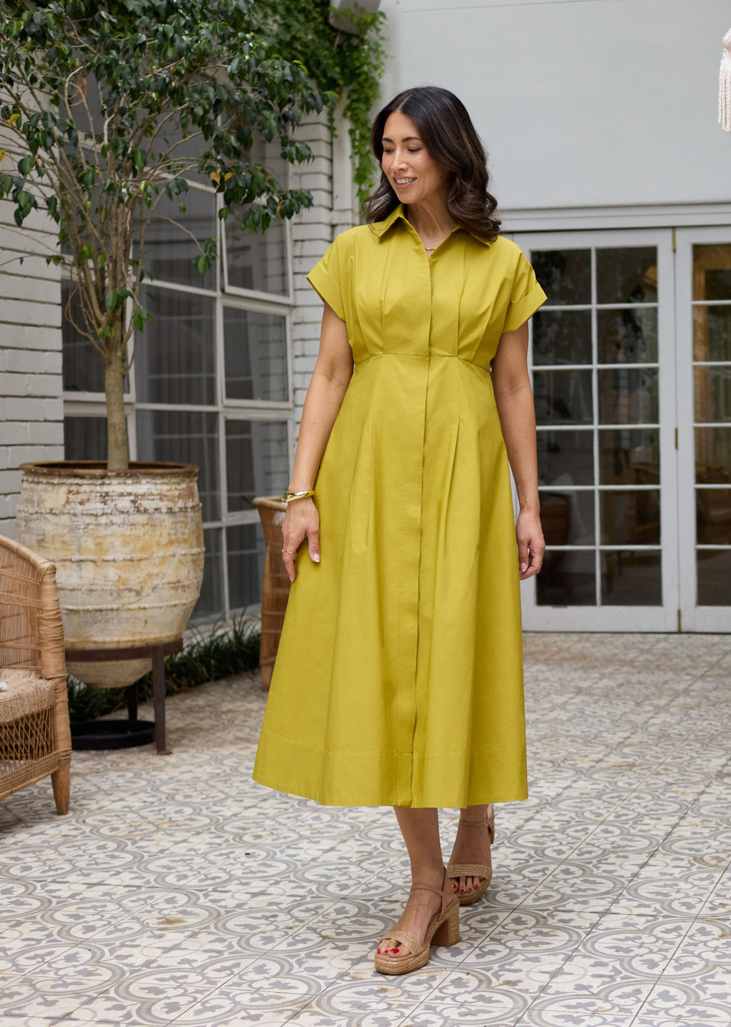MILLY SHIRTDRESS - CHARTRUESE