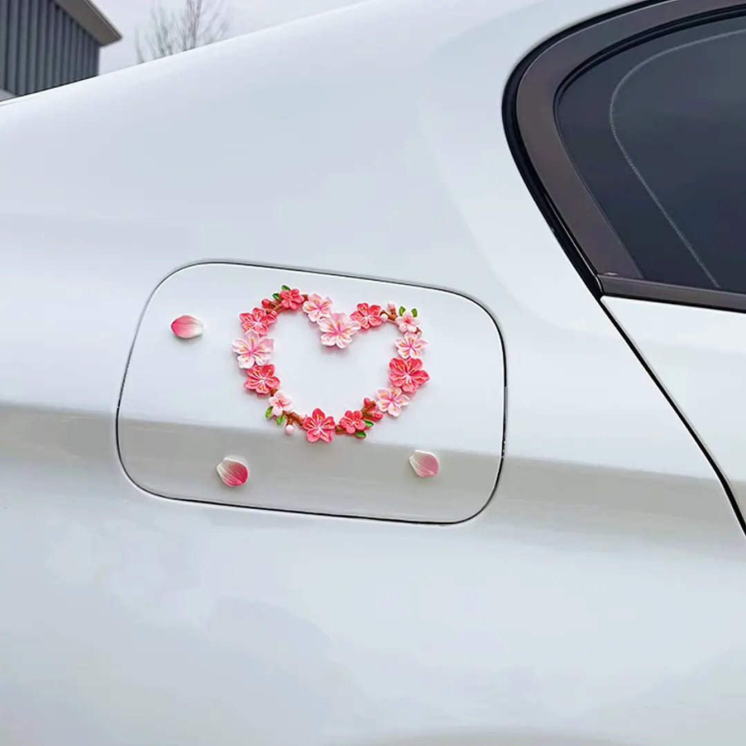 Cantaloupe Flower Car Stickers, 3D Plum Blossom Seamless 16Pcs Waterproof Floral Decals, Cute Cartoon Flower DIY Decoration Car Decals for Your Wedding Day,Festive Indoor Outdoor Use tiktokshopspringglowup