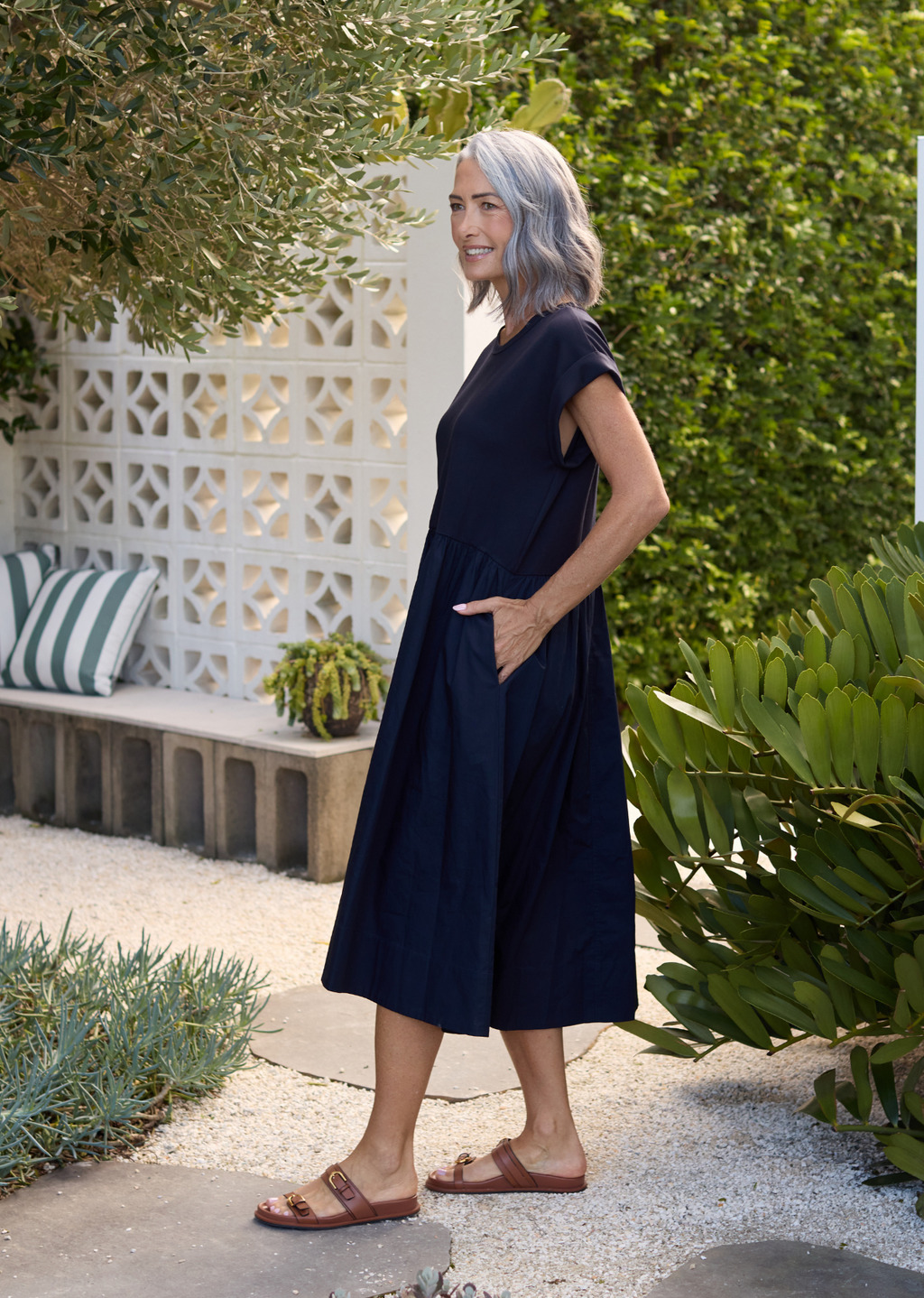 GRETA MIDI DRESS - FRENCH NAVY
