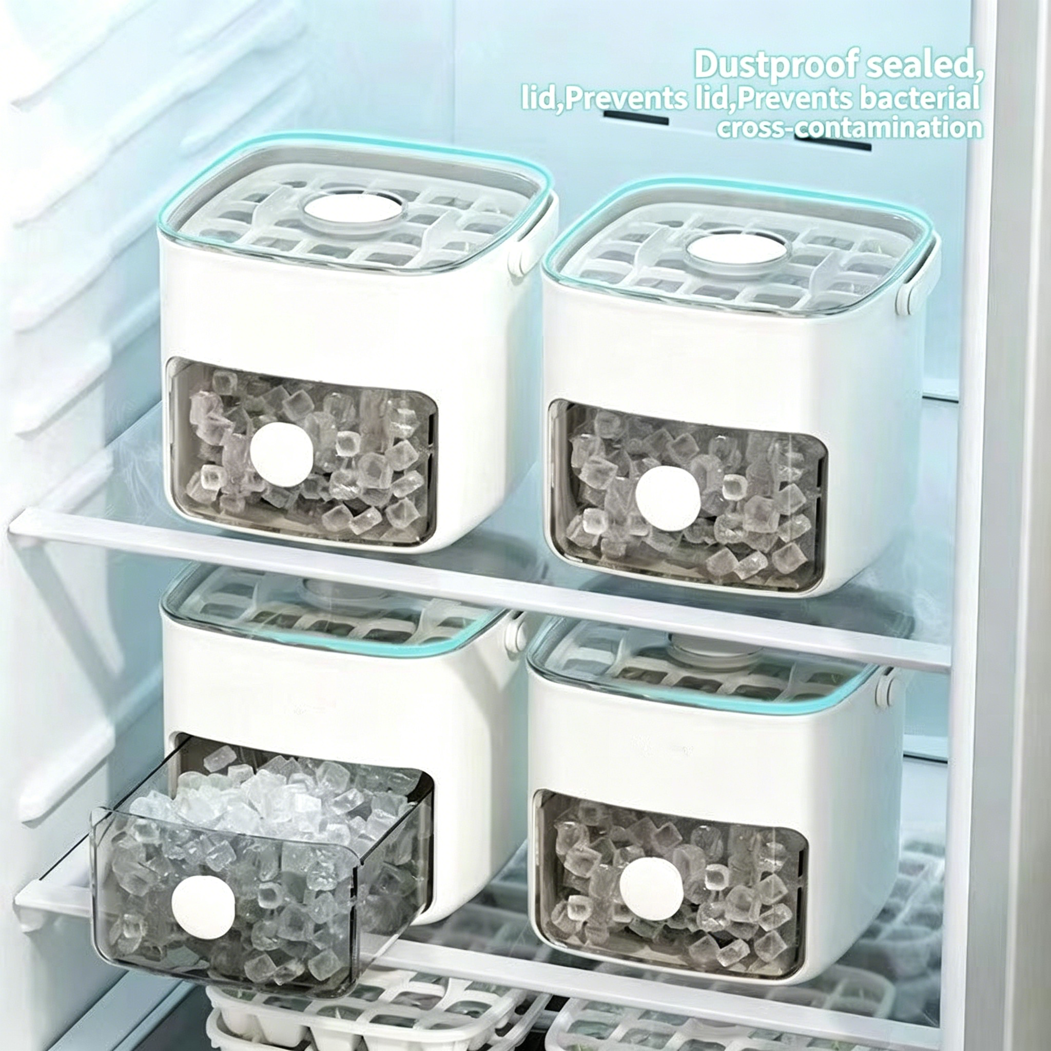 Ice Cube Mold Food Grade Ice Box Style With Lid Large Capacity Refrigerator Ice Storage Household Press Ice Tray